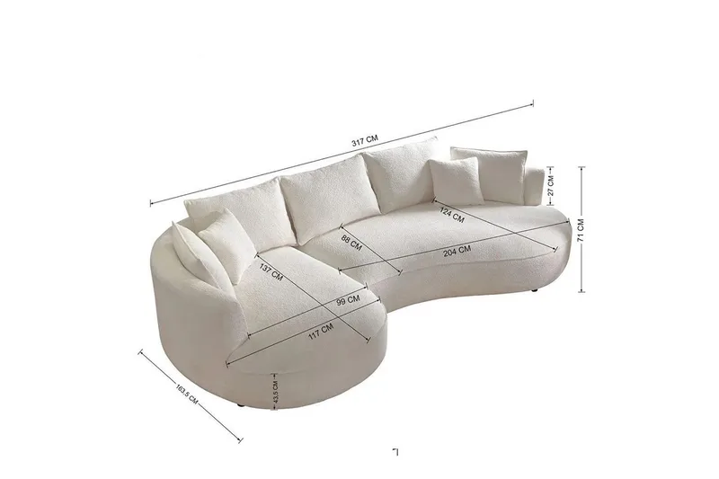 Hungirr Soffa med Divan 4-sits - Grå - Möbler - Soffa - 4 sits soffa
