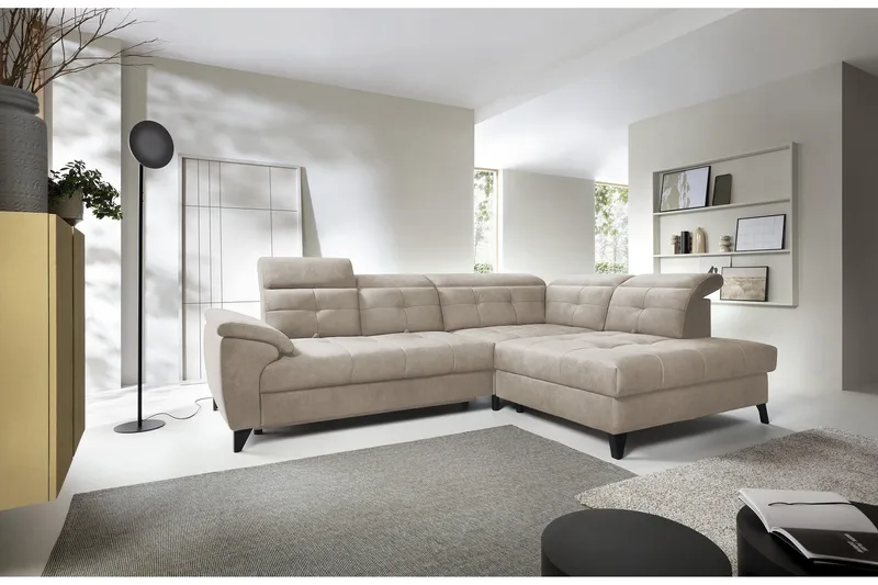 Inferne 5-sits Soffa med Schäslong - Beige - Möbler - Soffa - Sammetssoffa