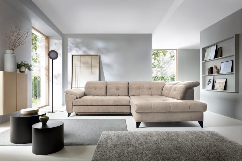 Inferne 5-sits Soffa med Schäslong - Beige - Möbler - Soffa - Sammetssoffa