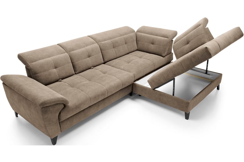 Inferne 5-sits Soffa med Schäslong - Mörkbeige - Möbler - Soffa - Divansoffa & schäslongsoffa