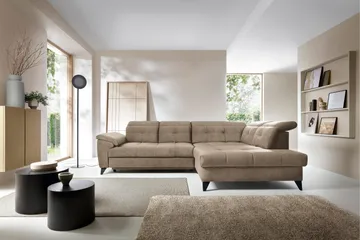 Inferne 5-sits Soffa med Schäslong - Mörkbeige - Möbler - Soffa - Divansoffa & schäslongsoffa