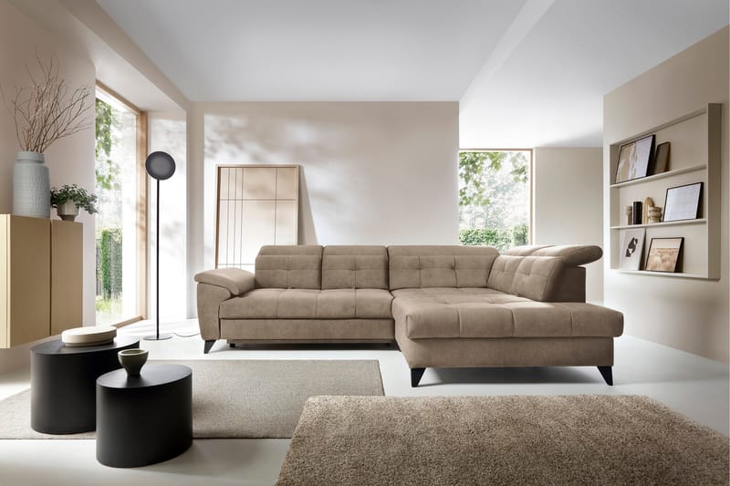 Inferne 5-sits Soffa med Schäslong - Mörkbeige - Möbler - Soffa - Divansoffa & schäslongsoffa