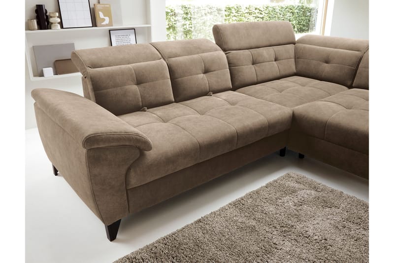Inferne 5-sits Soffa med Schäslong - Mörkbeige - Möbler - Soffa - Divansoffa & schäslongsoffa
