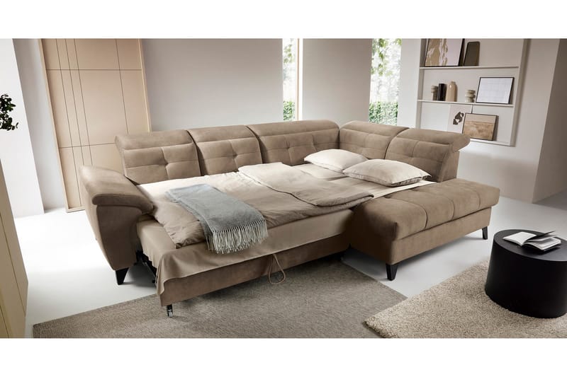 Inferne 5-sits Soffa med Schäslong - Mörkbeige - Möbler - Soffa - Divansoffa & schäslongsoffa