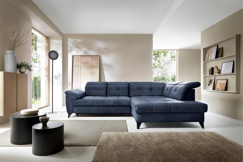 Inferne 5-sits Soffa med Schäslong - Mörkblå - Möbler - Soffa - Sammetssoffa