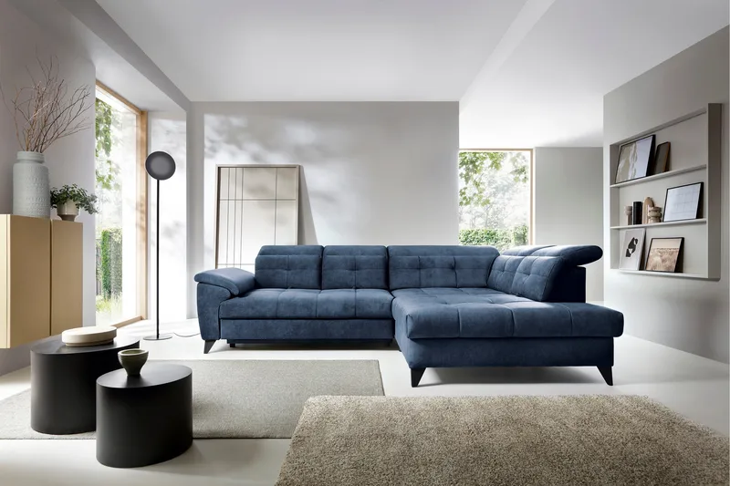 Inferne 5-sits Soffa med Schäslong - Mörkblå - M öbler - Soffa - Divansoffa & schäslongsoffa
