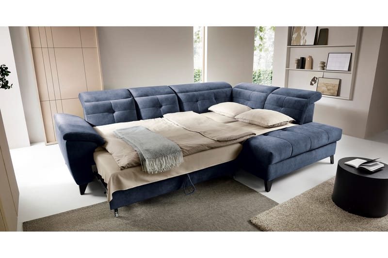 Inferne 5-sits Soffa med Schäslong - Mörkblå - Möbler - Soffa - Sammetssoffa