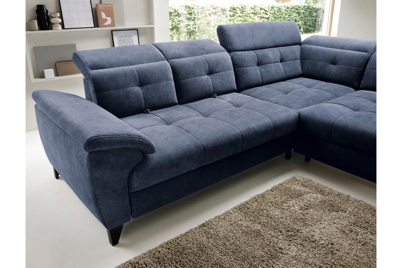 Inferne 5-sits Soffa med Schäslong - Mörkblå - Möbler - Soffa - Sammetssoffa