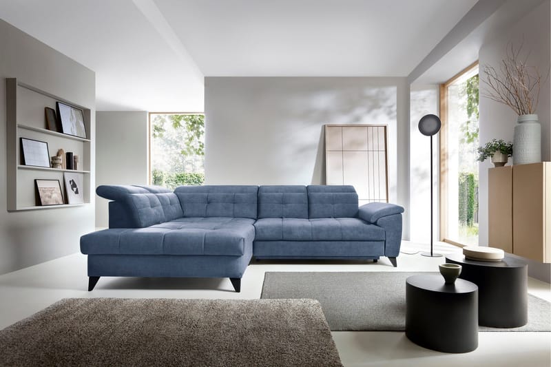 Inferne 5-sits Soffa med Schäslong - Mörkblå - M öbler - Soffa - Divansoffa & schäslongsoffa