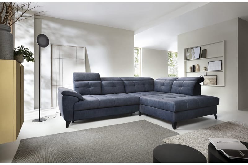 Inferne 5-sits Soffa med Schäslong - Mörkblå - Möbler - Soffa - Sammetssoffa