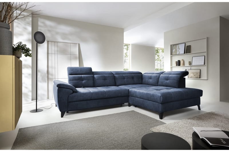Inferne 5-sits Soffa med Schäslong - Mörkblå - Möbler - Soffa - Divansoffa & schäslongsoffa