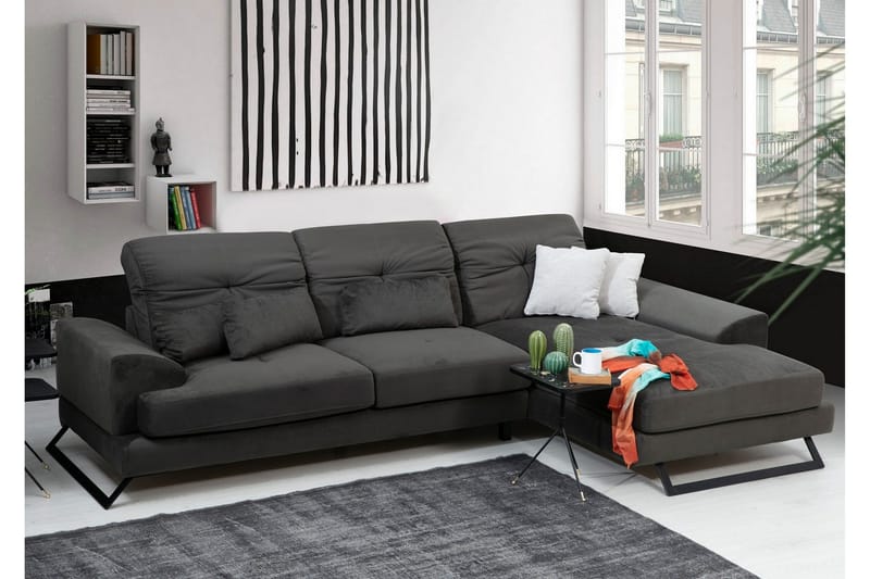 Jaraad Hörnsoffa med Divan Höger - Svart - Möbler - Soffa - Divansoffa & schäslongsoffa