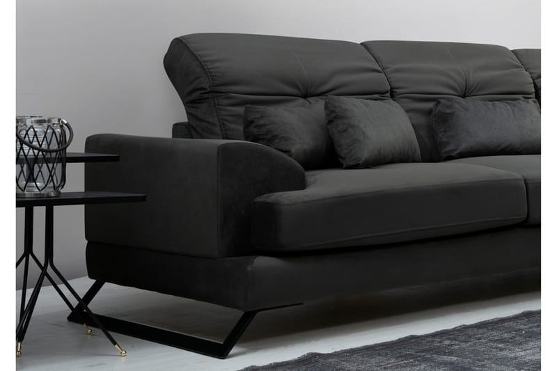 Jaraad Hörnsoffa med Divan Höger - Svart - Möbler - Soffa - Divansoffa & schäslongsoffa