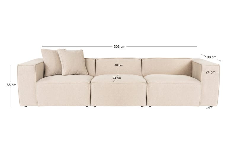 Kaolins Soffa 3-sits - Peach - Möbler - Soffa - Modulsoffa - Komplett modulsoffa