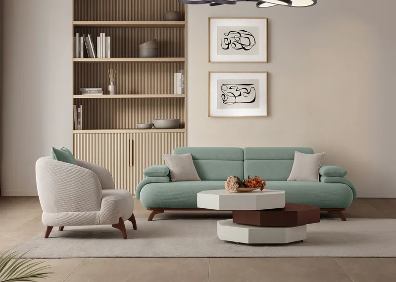 Kelnor 3-sits Soffa 246x81x97 cm - Havsgrön - Möbler - Soffa - 3 sits soffa