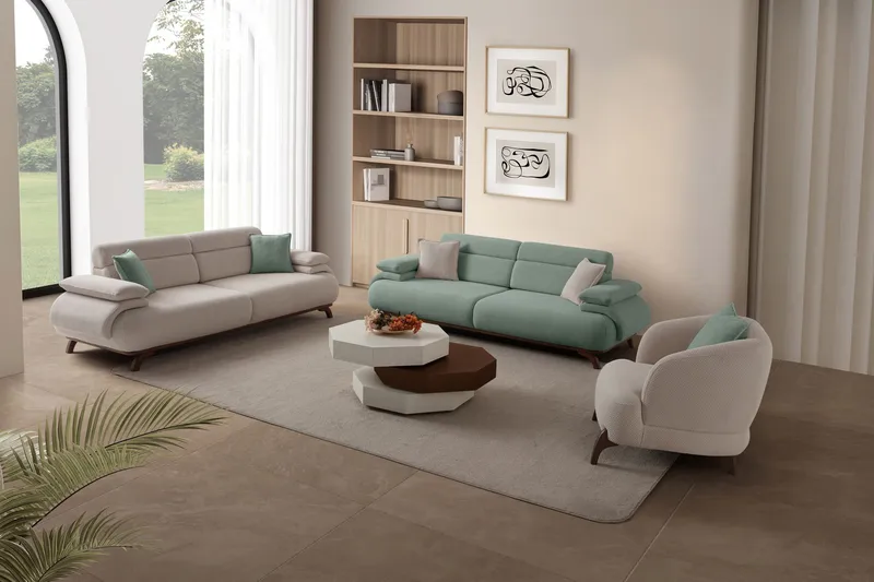 Kelnor 3-sits Soffa 246x81x97 cm - Havsgrön - Möbler - Soffa - 3 sits soffa