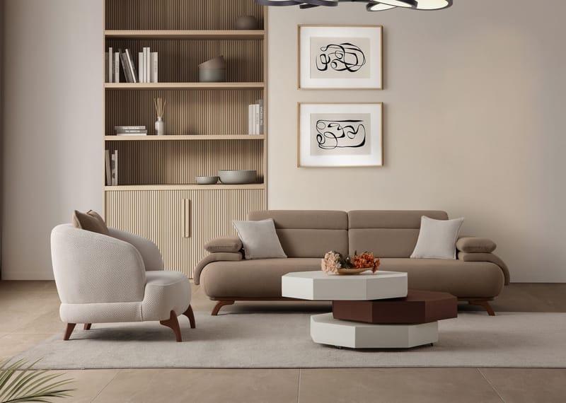 Kelnor 3-sits Soffa 246x81x97 cm - Latte - Möbler - Soffa - 3 sits soffa