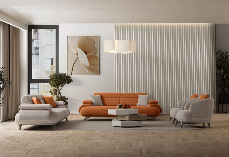 Kelnor 3-sits Soffa 246x81x97 cm - Tegelröd - Möbler - Soffa - 3 sits soffa