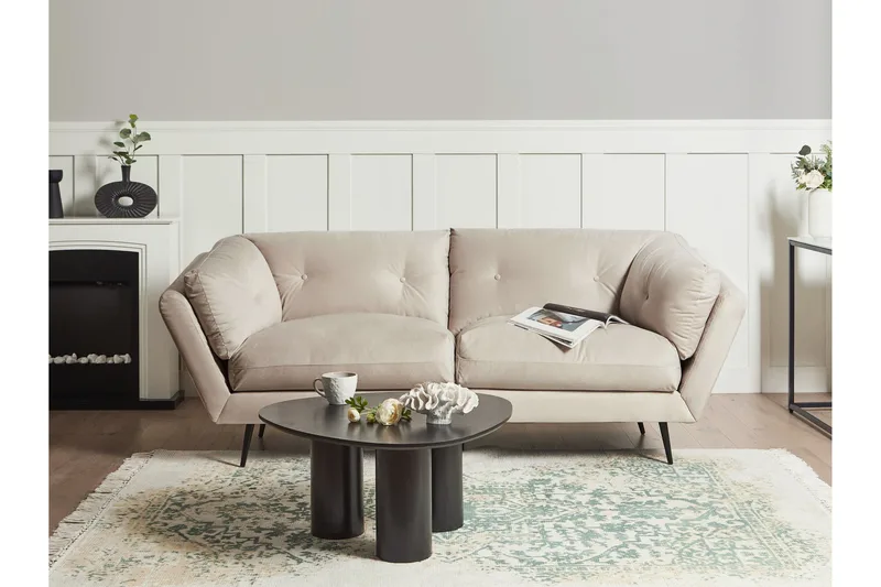 Lenvik Soffa 3-sits - Beige/Svart - Möbler - Soffa - Sammetssoffa