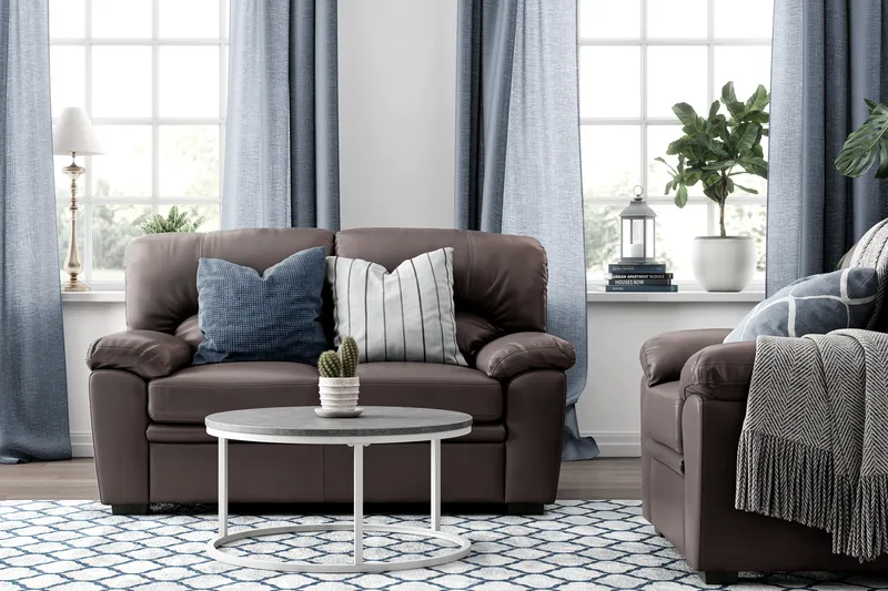 Lindby 2-sits Soffa Konstläder - Brun - Möbler - Soffa - Skinnsoffa