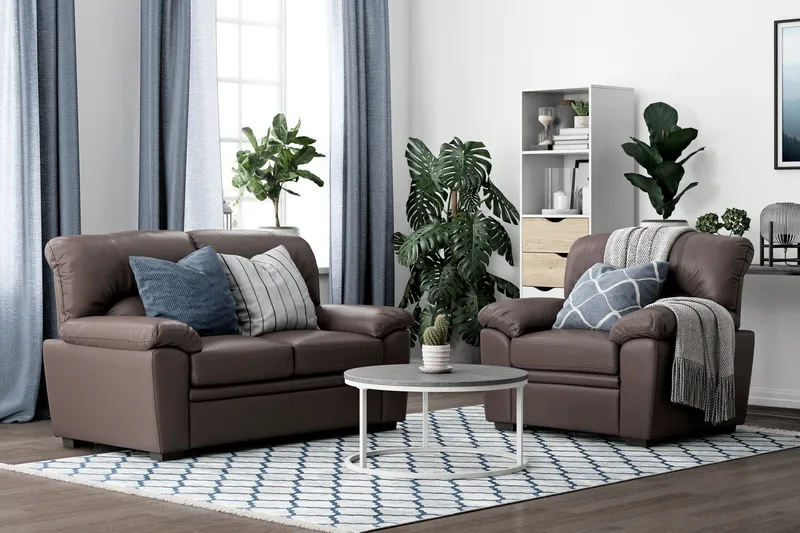 Lindby 2-sits Soffa Konstläder - Brun - Möbler - Soffa - Skinnsoffa