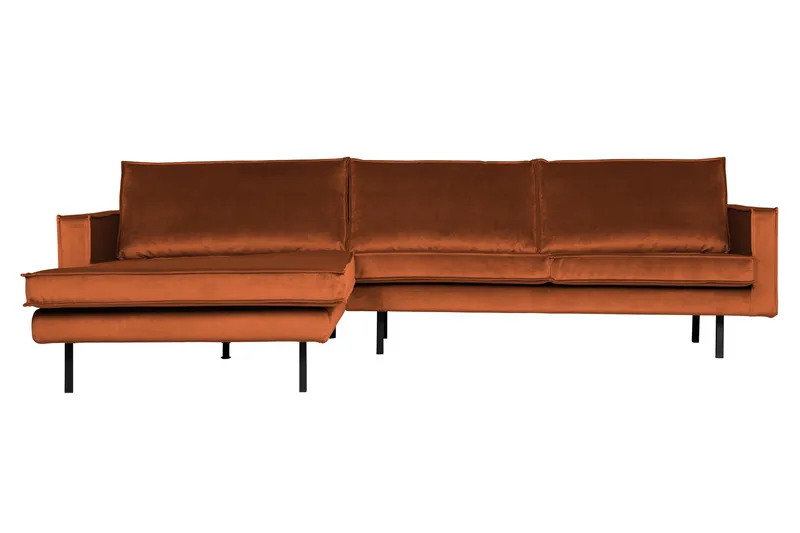 Lissbon 3-sits Vänstervänd L-formad Divansoffa 300 cm i Sammet, Röd