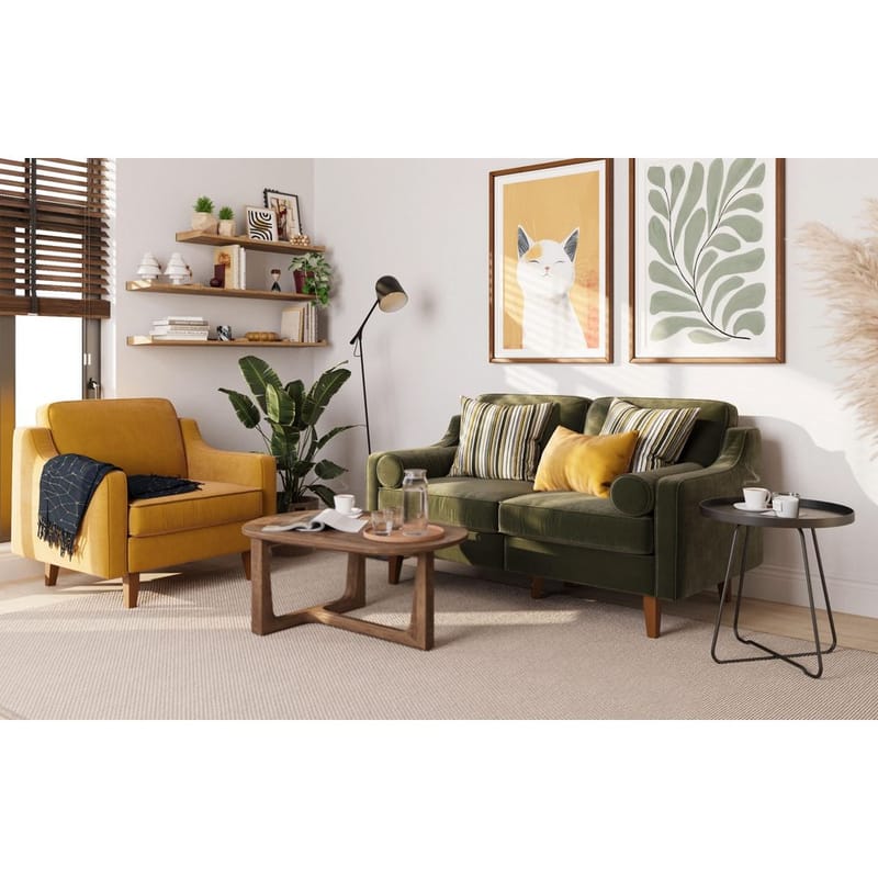 Lorvas 2-sits Soffa - Brun/Olivgrön - Möbler - Soffa - Sammetssoffa