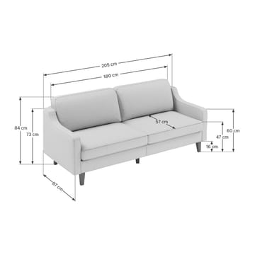 Lorvas 3-sits Djup Soffa med Svängda Armstöd i Tyg - Röd - Möbler - Soffa - Sammetssoffa