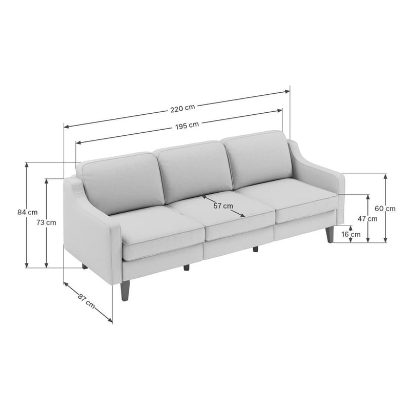 Lorvas 3-sits Soffa - Ljusgrå - Möbler - Soffa - 3 sits soffa