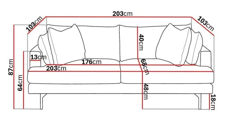 Menard 3-sits Djup Manchestersoffa - Brun - Möbler - Soffa - 3 sits soffa