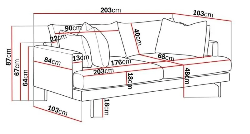 Menard 3-sits Djup Tygsoffa - Beige - Möbler - Soffa - 3 sits soffa