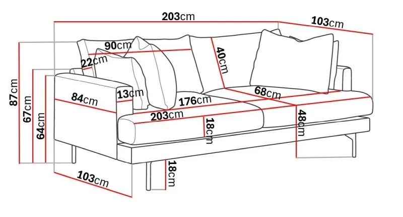 Menard 3-sits Djup Tygsoffa - Beige - Möbler - Soffa - 3 sits soffa