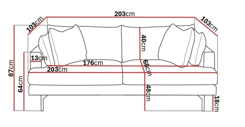 Menard 3-sits Djup Tygsoffa - Brun - Möbler - Soffa - 3 sits soffa