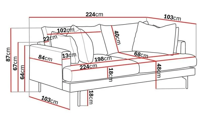 Menard 4-sits Djup Tygsoffa - Beige - Möbler - Soffa - 4 sits soffa