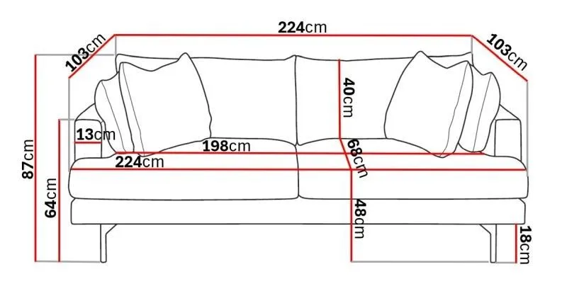 Menard 4-sits Djup Tygsoffa - Brun - Möbler - Soffa - 4 sits soffa