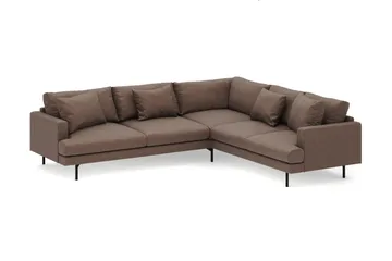 Menard 6-sits Högervänd L-formad Hörnsoffa i Tyg - Brun - Möbler - Soffa - Hörnsoffa