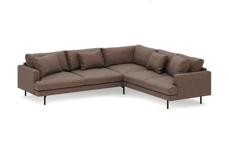 Menard 6-sits Högervänd L-formad Hörnsoffa i Tyg - Brun - Möbler - Soffa - Hörnsoffa