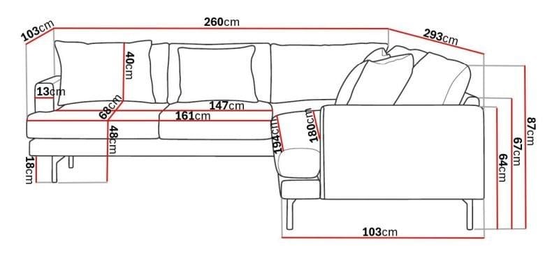 Menard 6-sits Vänstervänd L-formad Hörnsoffa i Tyg - Beige - Möbler - Soffa - Hörnsoffa