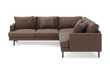 Menard 6-sits Vänstervänd L-formad Hörnsoffa i Tyg - Brun - Möbler - Soffa - Hörnsoffa