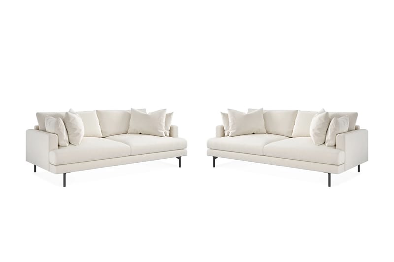 Menard Soffgrupp 3-sits + 3-sits Djup Sammetssoffa 225 cm bred - Krämvit - Möbler - Soffa - Soffgrupp