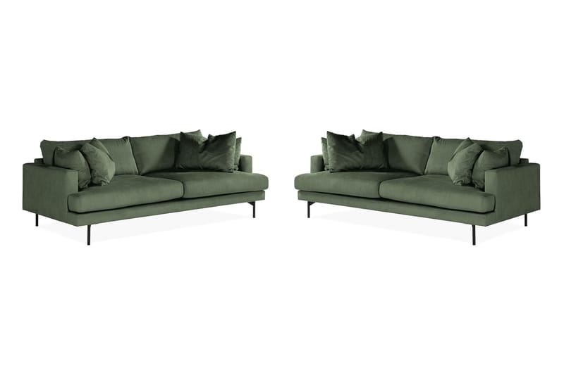 Menard Soffgrupp 3-sits + 3-sits Manchestersoffa - Grön - Möbler - Soffa - Soffgrupp