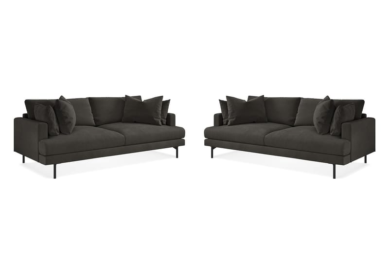 Menard Soffgrupp 3-sits + 3-sits Manchestersoffa - Mörkgrå - Möbler - Soffa - Soffgrupp