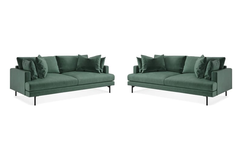 Menard Soffgrupp 3-sits + 3-sits Sammetssoffa - Mörkgrön - Möbler - Soffa - Soffgrupp