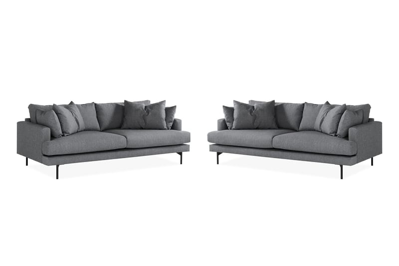 Menard Soffgrupp 4-sits + 4-sits Tygsoffa - Mörkgrå - Möbler - Soffa - Soffgrupp