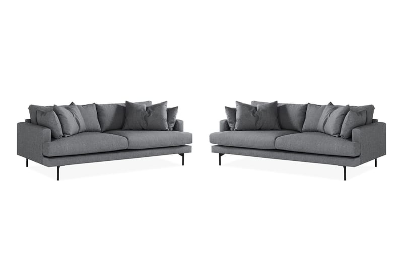Menard Soffgrupp 4-sits + 4-sits Tygsoffa, Mörkgrå