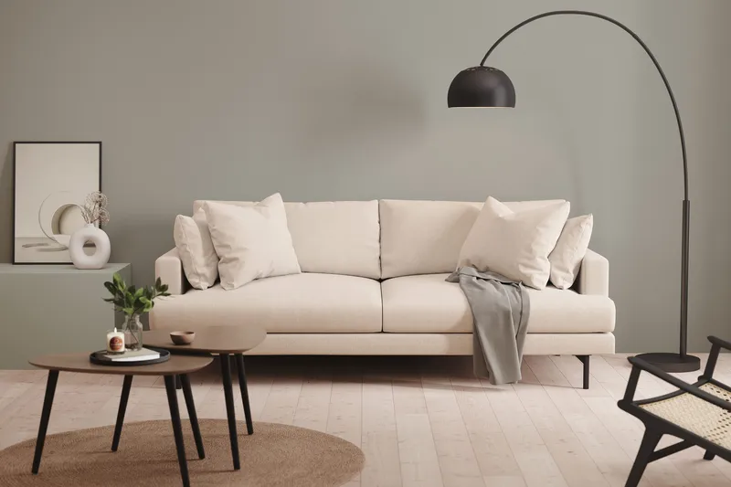 Menard Soffgrupp 4-sits + 4-sits Djup Tygsoffa 225 cm bred - Beige - Möbler - Soffa - Soffgrupp