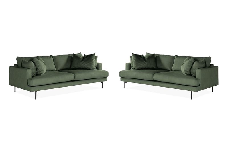Menard Soffgrupp 4-sits + 4-sits Manchestersoffa - Grön - Möbler - Soffa - Soffgrupp
