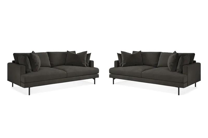 Menard Soffgrupp 4-sits + 4-sits Manchestersoffa - Mörkgrå - Möbler - Soffa - Soffgrupp