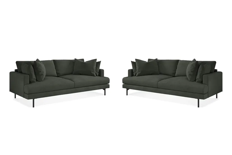 Menard Soffgrupp 4-sits + 4-sits Manchestersoffa - Mörkgrön - Möbler - Soffa - Soffgrupp