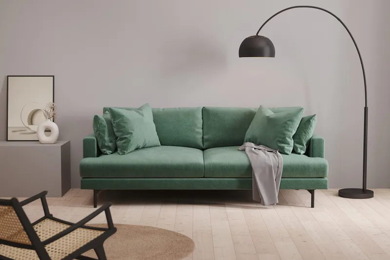 Menard Soffgrupp 4-sits + 4-sits Sammetssoffa - Mörkgrön - Möbler - Soffa - Soffgrupp